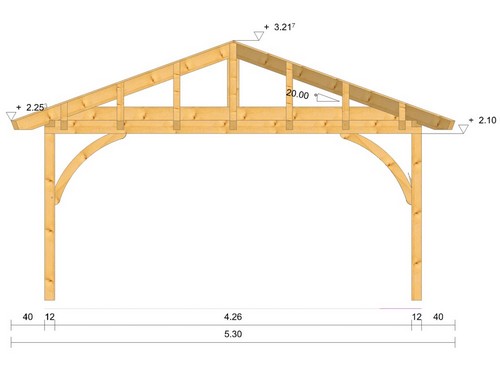 Holzpavillon 4,5x4,5m bemaßt