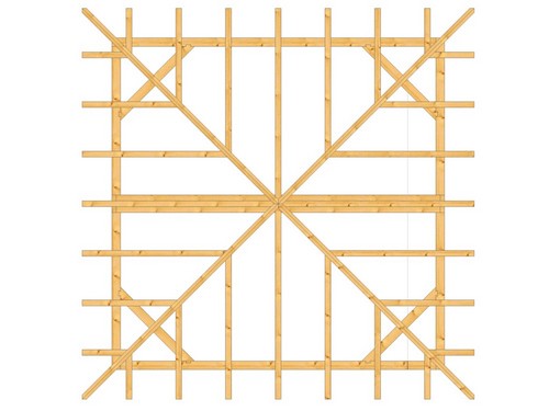 Holzpavillon 4,5x4,5m Draufsicht