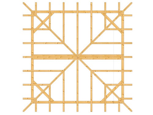 Holzpavillon 4,5x4,5m Draufsicht