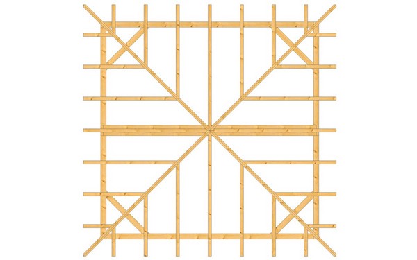 Holzpavillon 5,0x5,0m Draufsicht