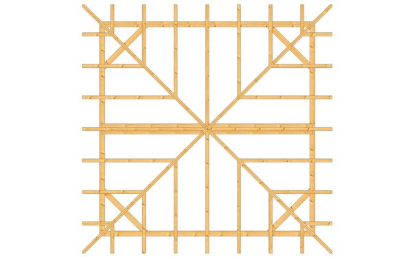 Holzpavillon 5,0x5,0m Draufsicht