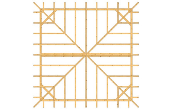 Holzpavillon 6,0x6,0m Draufsicht