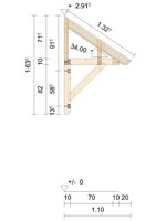 Holzvordach Odenwald Typ1 34° Zeichnung Bild